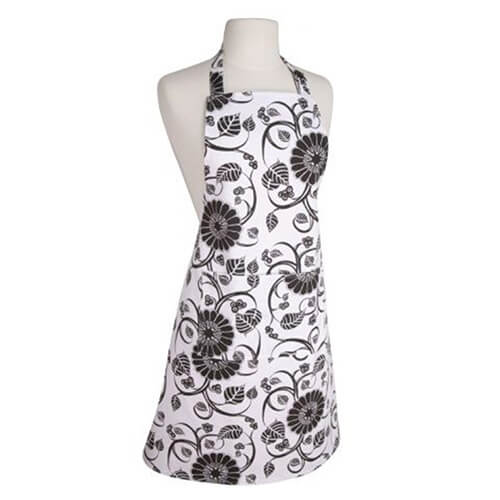 Black Flower Print Bib Aprons