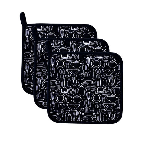 Black Printed Pot Holder