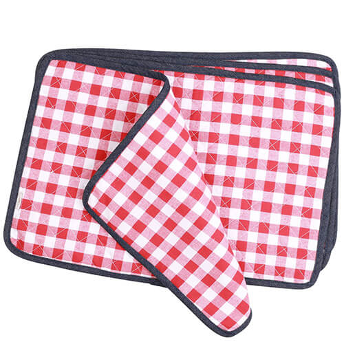 White and Red Check Print Cotton Placemat
