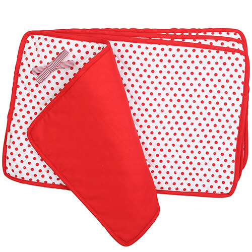 White and Red Polka Dot Cotton Placemat