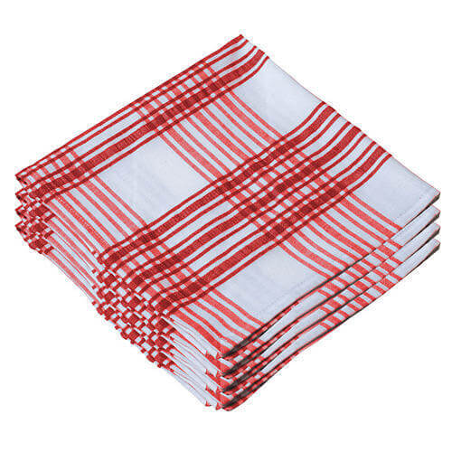 100% Cotton White and Red Kitchen Napkin