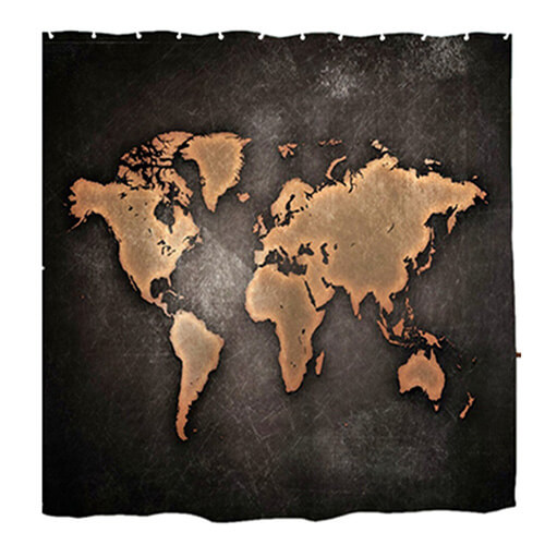 Metallic World Print Bath Curtains