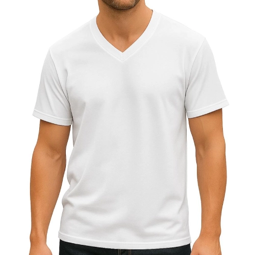 white-solid-v-neck-t-shirt